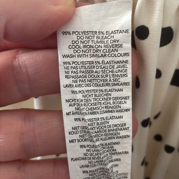 Nasty Gal Cream w/Black Polka Dot Print Mini Dress w/Tiered Elastic Ruching - 6 - Picture 11 of 12